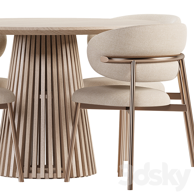 Dining Set 07 3DS Max Model - thumbnail 3