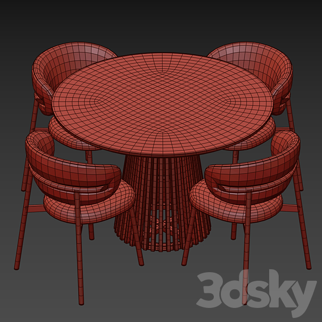 Dining Set 07 3DS Max Model - thumbnail 4