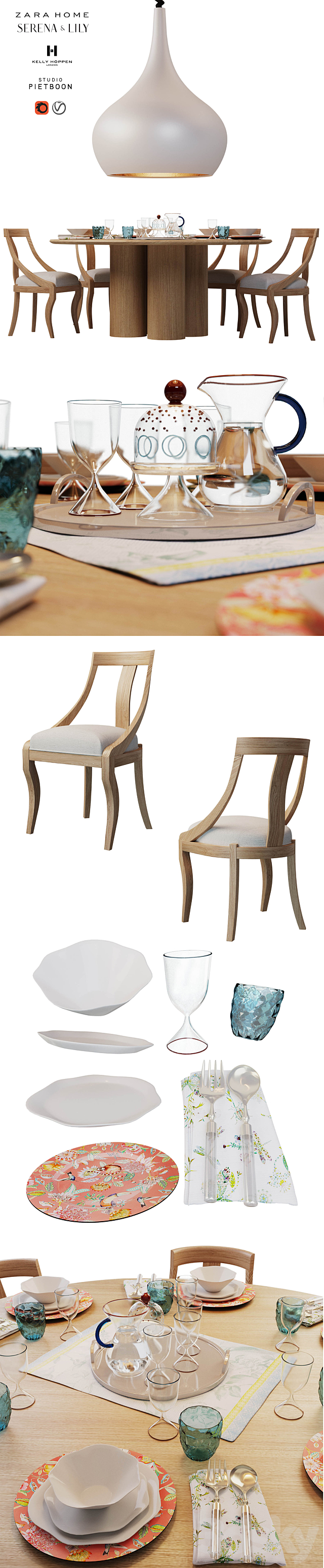 Dining set 1 3DS Max Model - thumbnail 2