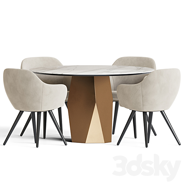 Dining Set 100 3DS Max Model - thumbnail 2