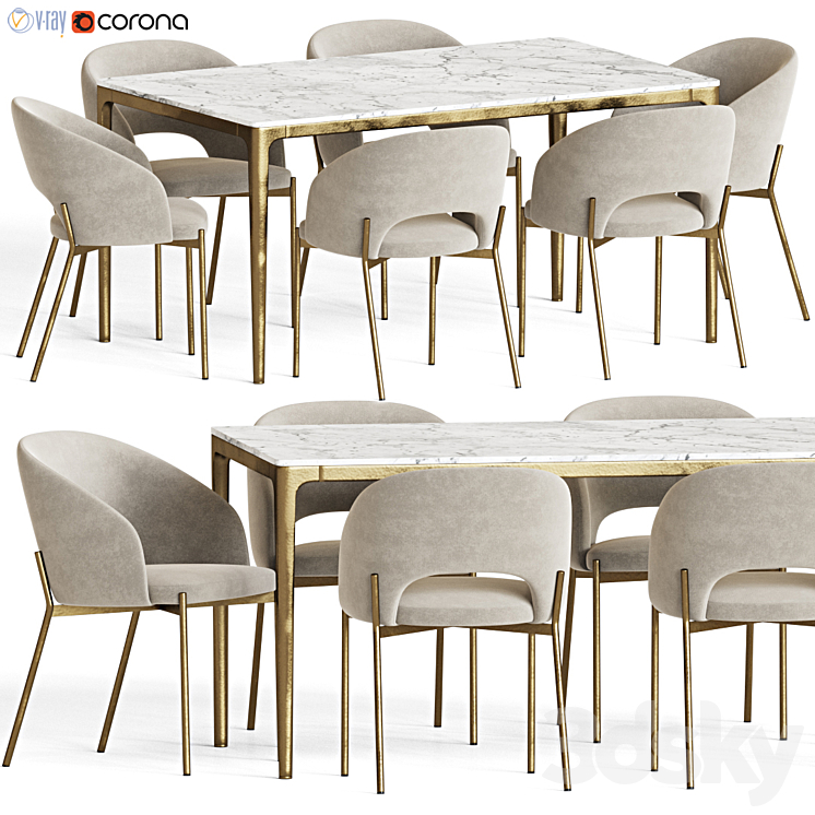 Dining Set 116 3DS Max Model - thumbnail 1