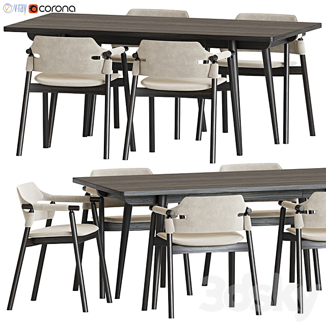 Dining Set 119 3DSMax File - thumbnail 3