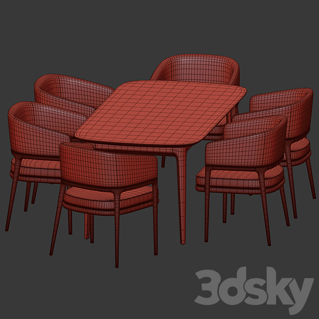 Dining Set 123 3DS Max Model - thumbnail 4