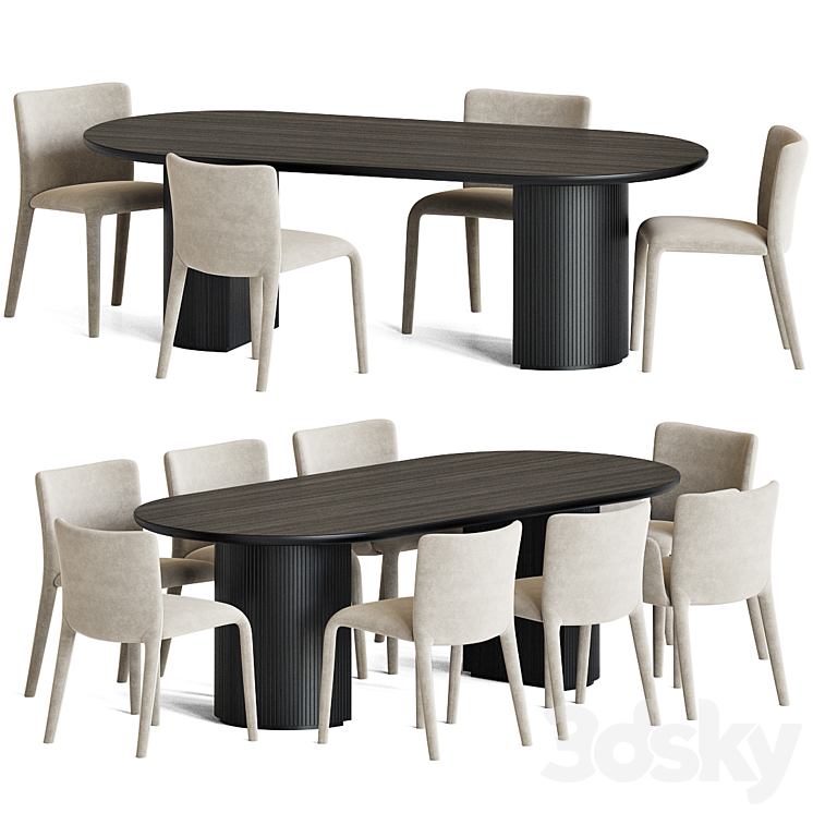 Dining Set 129 3DS Max Model - thumbnail 1