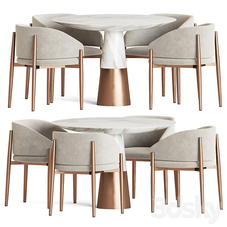 Dining Set 133 3DS Max Model - thumbnail 1