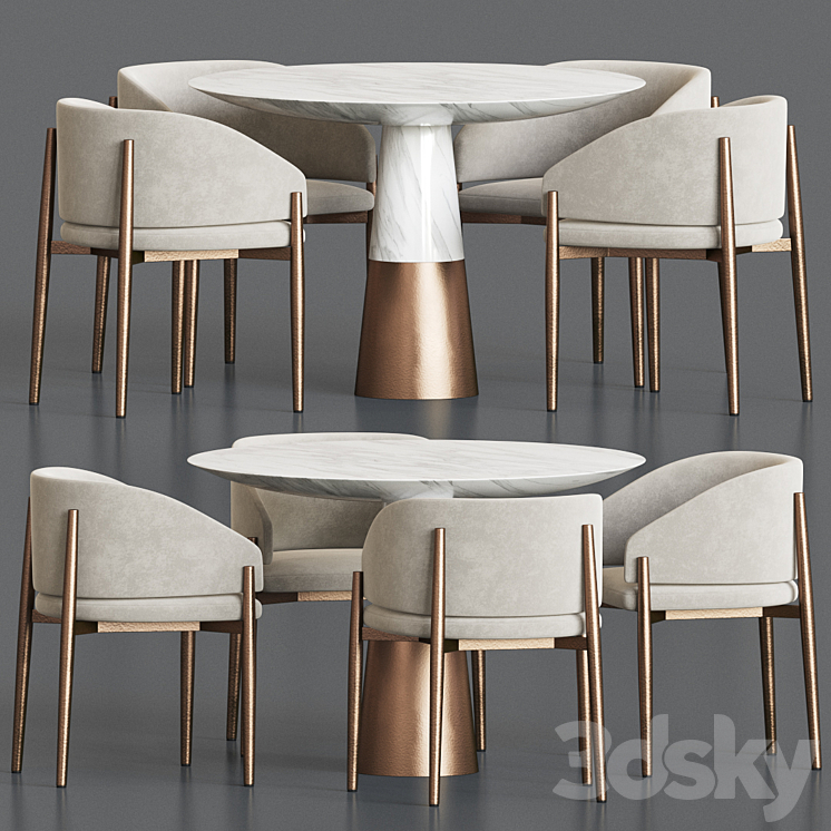 Dining Set 133 3DS Max Model - thumbnail 2