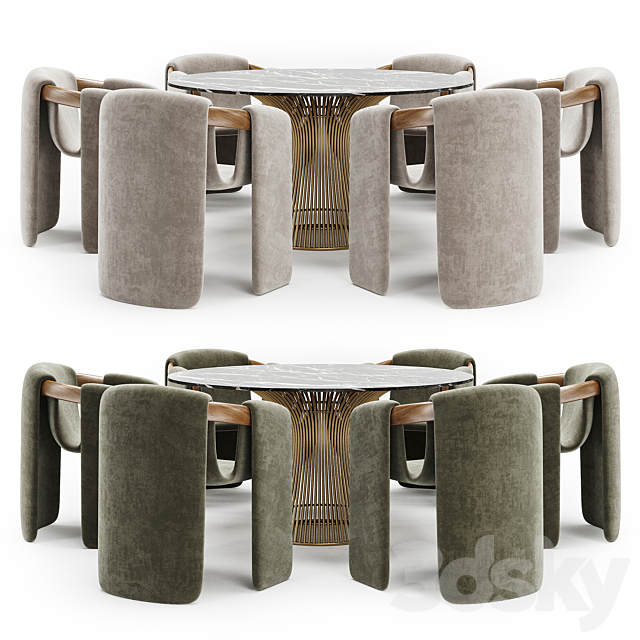 dining set 136 3ds Max - thumbnail 1