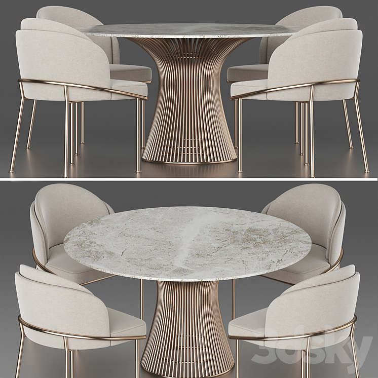 Dining set 14 3DS Max Model - thumbnail 1