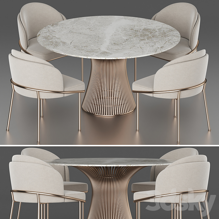 Dining set 14 3DS Max Model - thumbnail 2