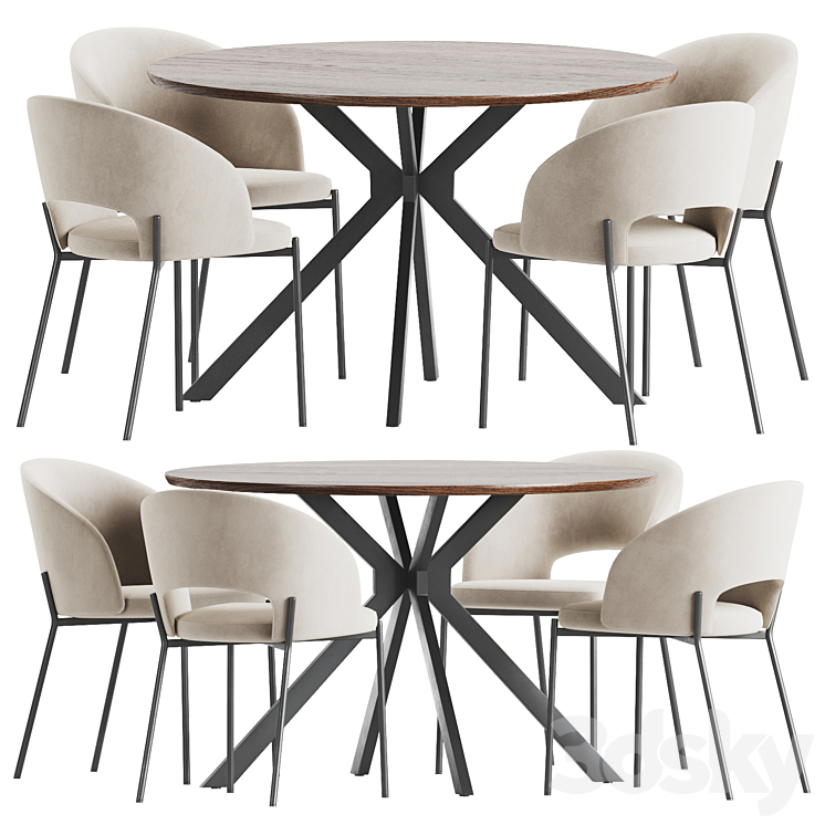 Dining Set 14 3DS Max Model - thumbnail 1