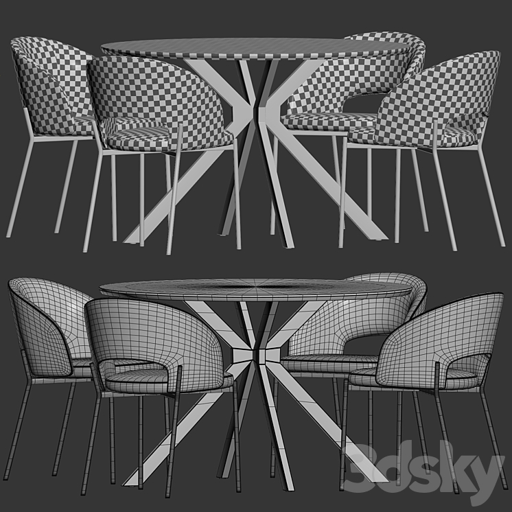 Dining Set 14 3DS Max Model - thumbnail 2