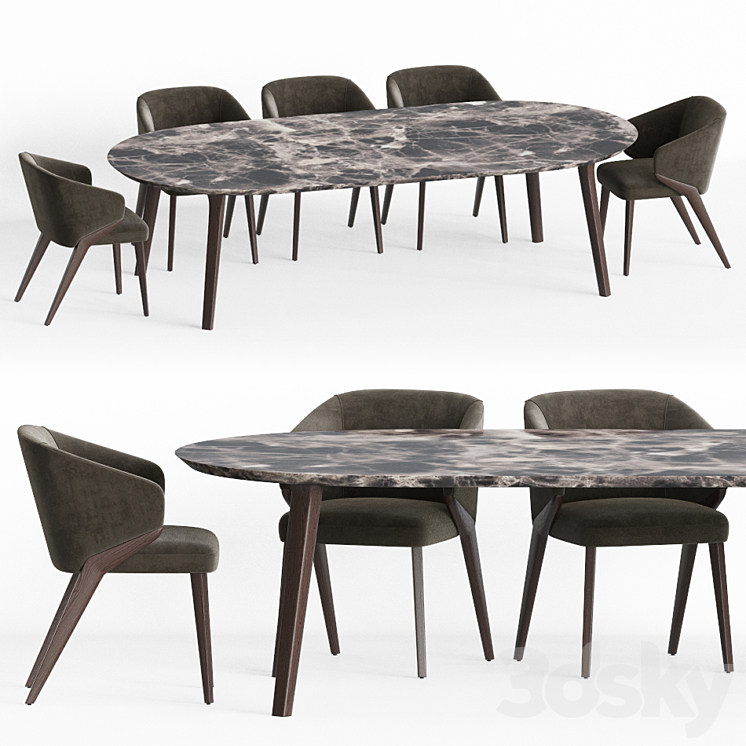 Dining Set 14 3DS Max - thumbnail 2