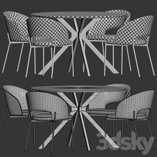 Dining Set 14 3DS Max Model - thumbnail 2