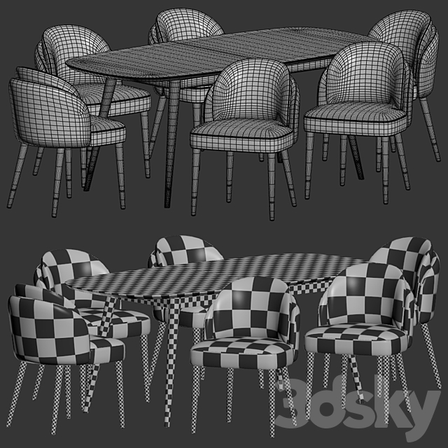 Dining Set 15 3DS Max Model - thumbnail 2