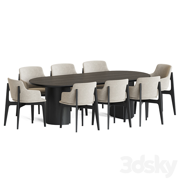 Dining Set 162 3DS Max Model - thumbnail 2