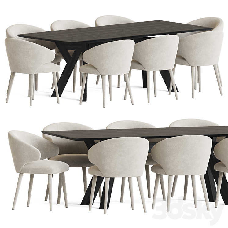 Dining Set 165 3DS Max Model - thumbnail 1