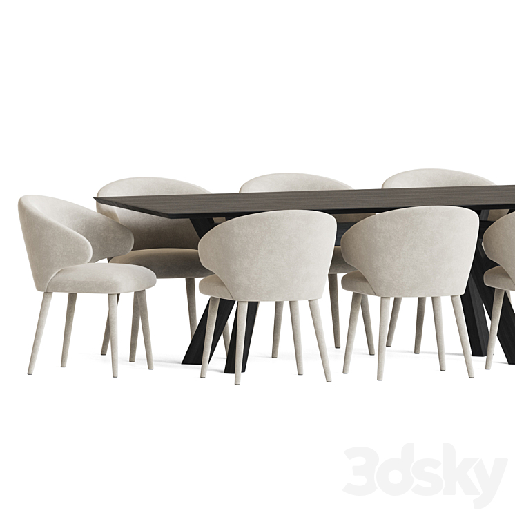 Dining Set 165 3DS Max Model - thumbnail 2