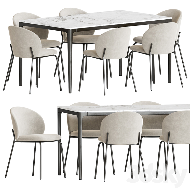 Dining Set 168 3DS Max Model - thumbnail 1