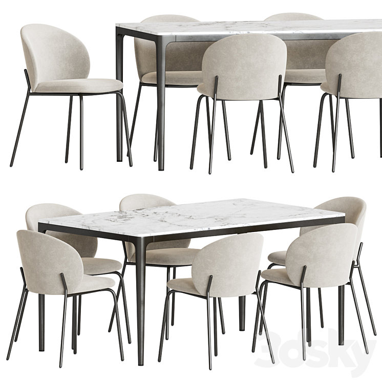 Dining Set 168 3DS Max Model - thumbnail 2