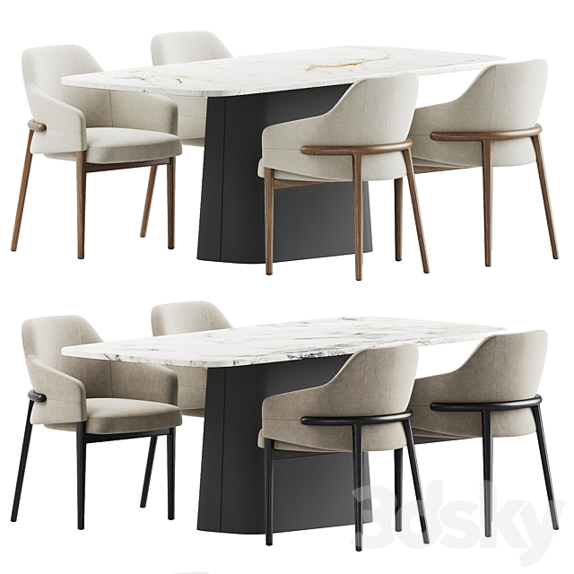 Dining Set 17 3DS Max Model - thumbnail 2