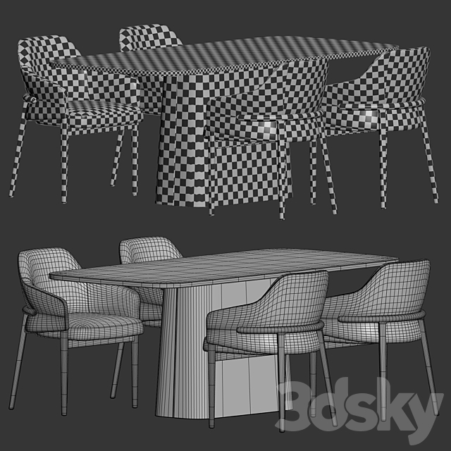 Dining Set 17 3DS Max Model - thumbnail 3