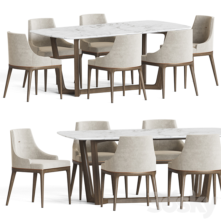 Dining Set 170 3DS Max Model - thumbnail 1