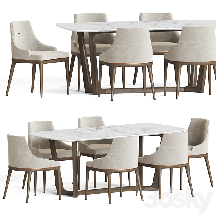 Dining Set 170 3DS Max Model - thumbnail 2