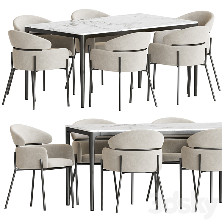 Dining Set 171 3DS Max Model - thumbnail 1