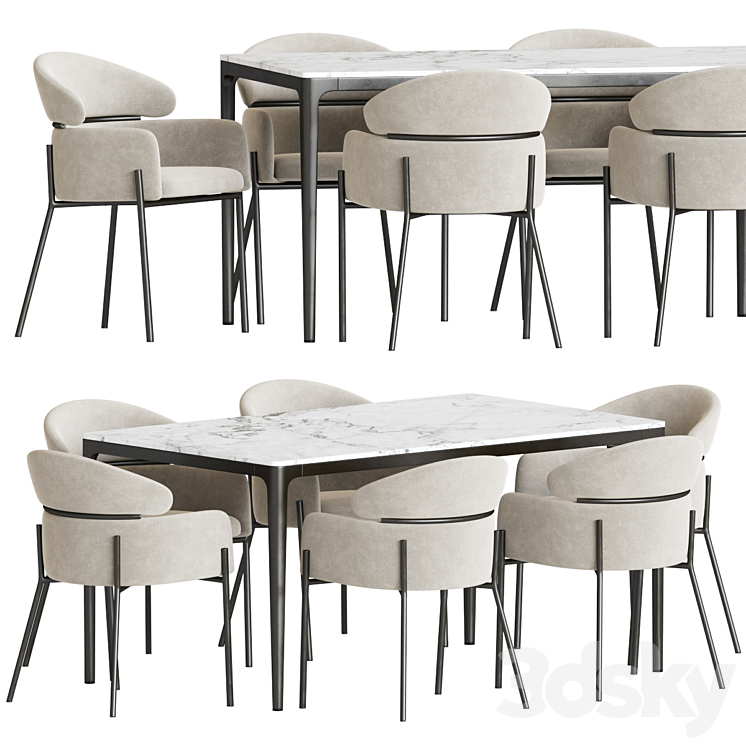 Dining Set 171 3DS Max Model - thumbnail 2