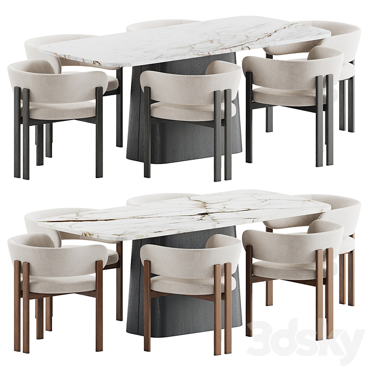 Dining Set 18 3DS Max Model - thumbnail 1