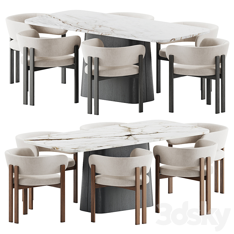 Dining Set 18 3DS Max Model - thumbnail 2