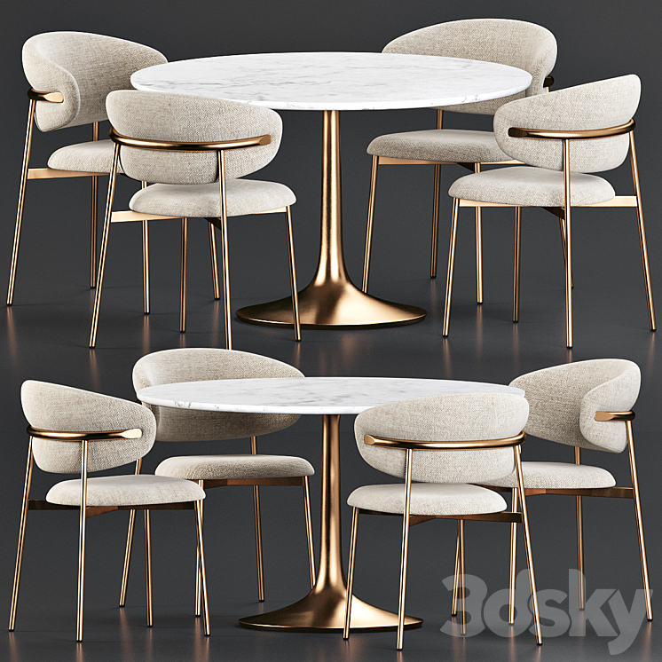 Dining Set 183 3DS Max Model - thumbnail 1