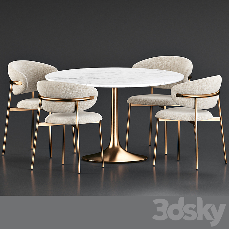 Dining Set 183 3DS Max Model - thumbnail 2