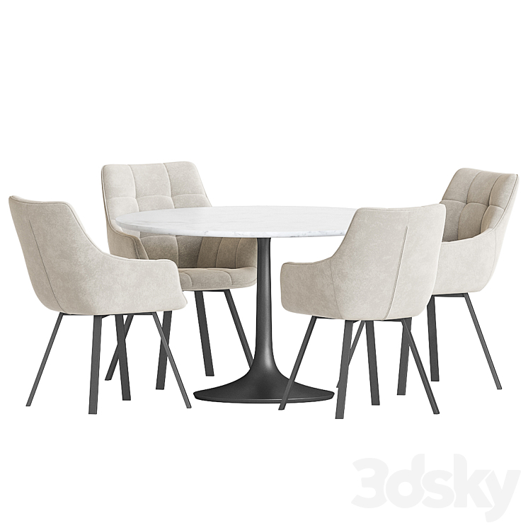 Dining Set 193 3DS Max Model - thumbnail 2