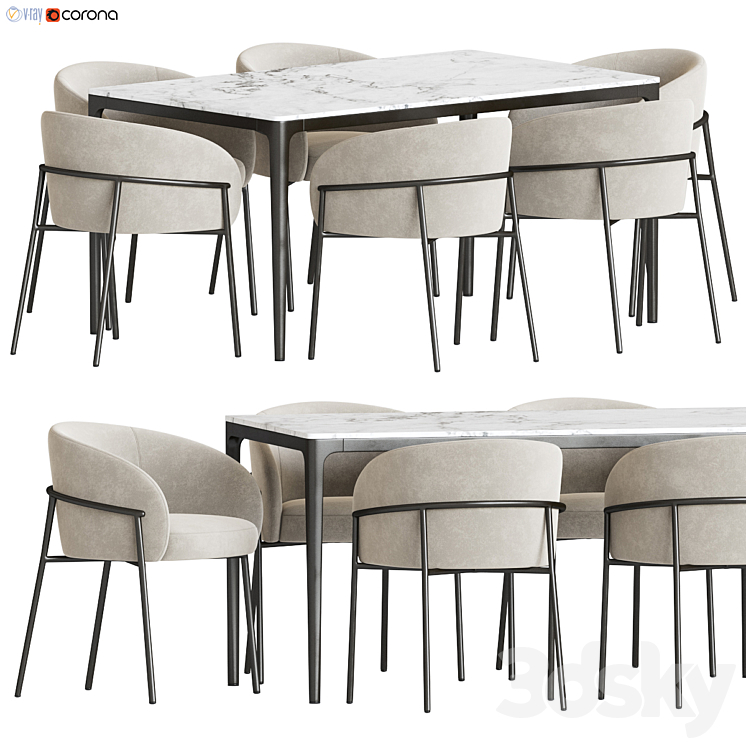 Dining Set 194 3DS Max Model - thumbnail 1