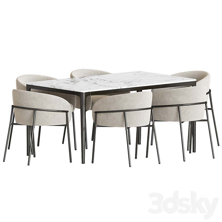 Dining Set 194 3DS Max Model - thumbnail 2