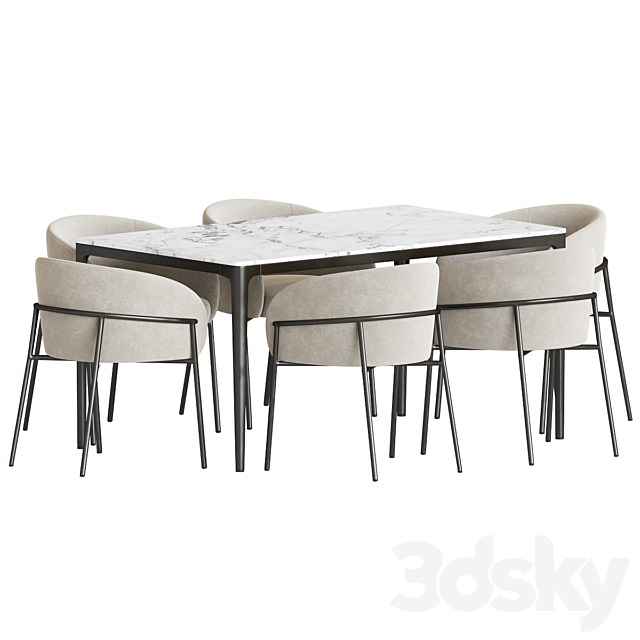 Dining Set 194 3DS Max Model - thumbnail 2