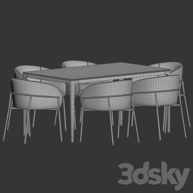 Dining Set 194 3DS Max Model - thumbnail 3