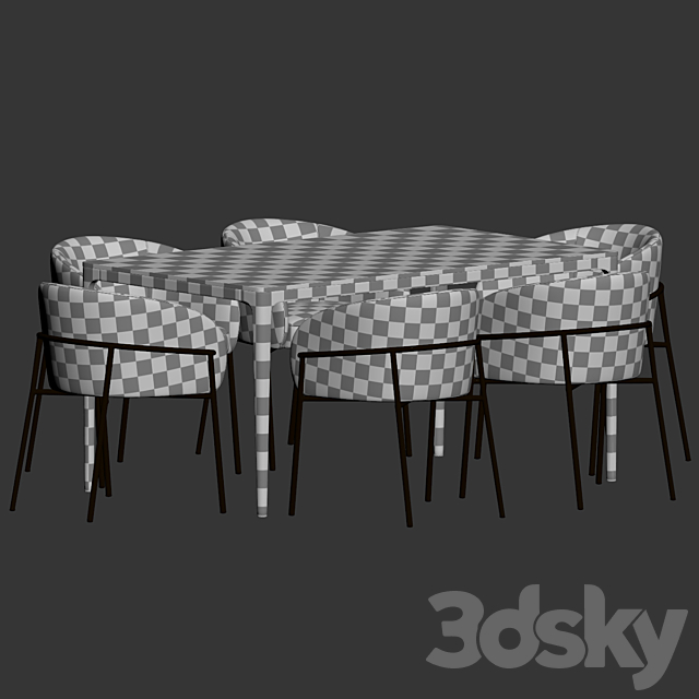 Dining Set 194 3DS Max Model - thumbnail 4