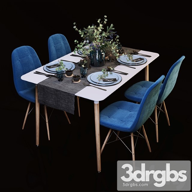 Dining set 2 3dsmax Download - thumbnail 1