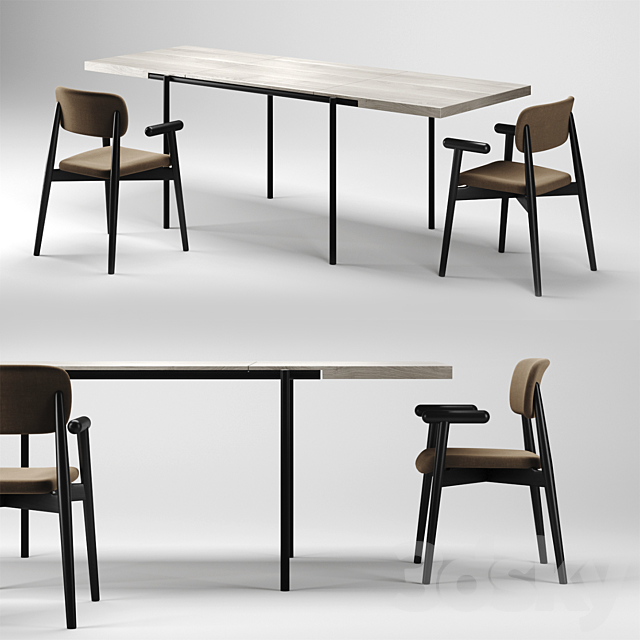 Dining Set 2 MZPA Mild Chair and ROMP TE01 Table 3DSMax File - thumbnail 1