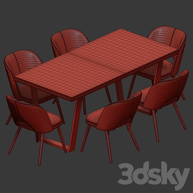 Dining Set 20 3DS Max Model - thumbnail 3