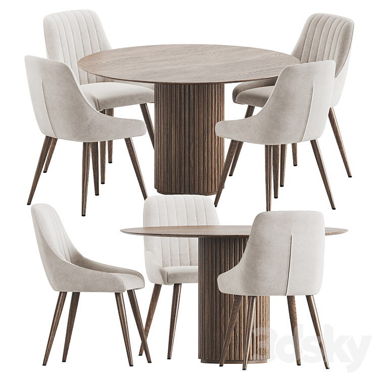 Dining Set 202 3DS Max Model - thumbnail 2