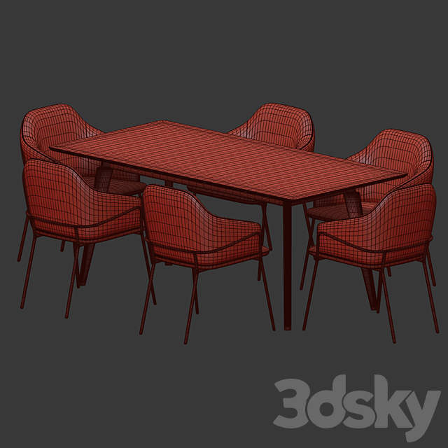 Dining Set 22 3DS Max Model - thumbnail 5