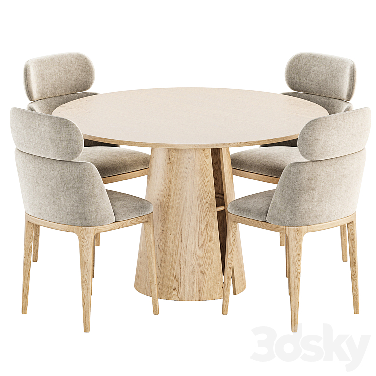 Dining Set 25 3DS Max Model - thumbnail 2