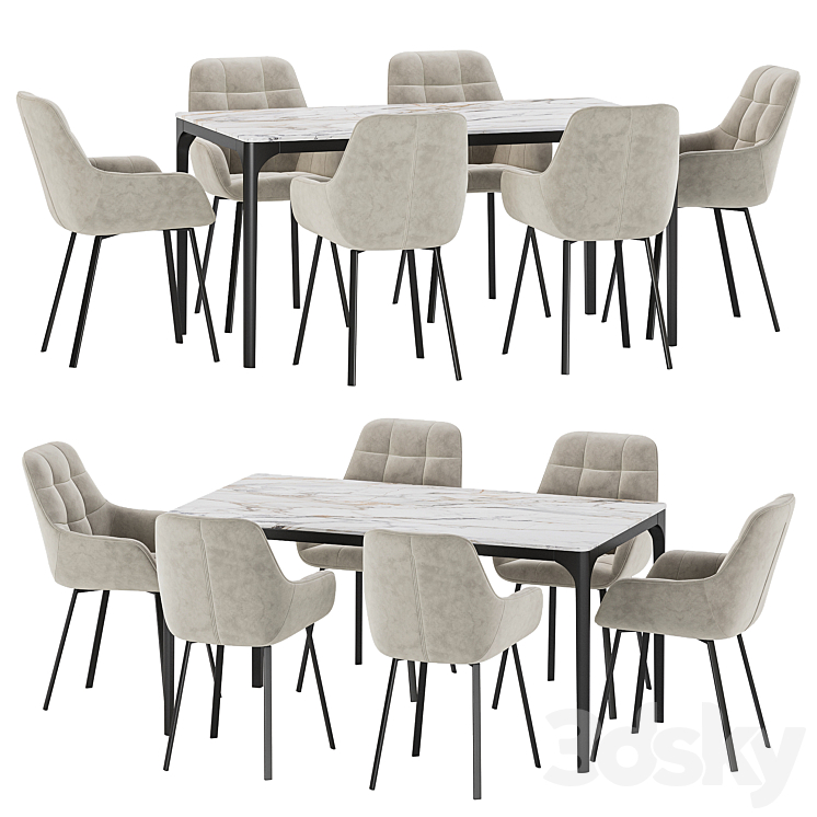 Dining set 25 3DS Max Model - thumbnail 2