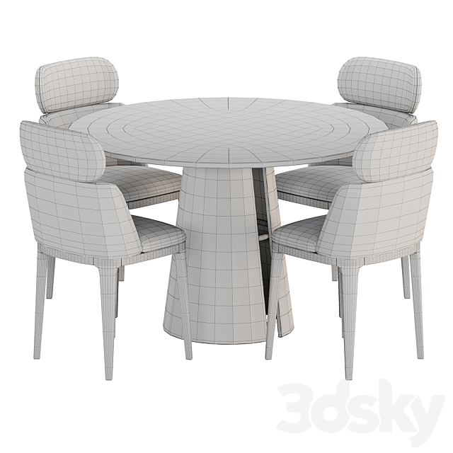 Dining Set 25 3DS Max Model - thumbnail 3