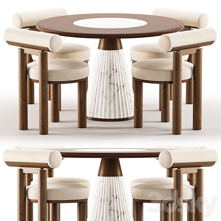 Dining Set 26 3DS Max Model - thumbnail 1