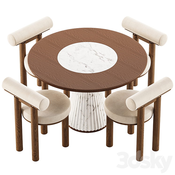 Dining Set 26 3DS Max Model - thumbnail 2