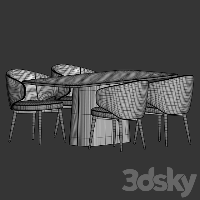 Dining Set 31 3DS Max Model - thumbnail 3